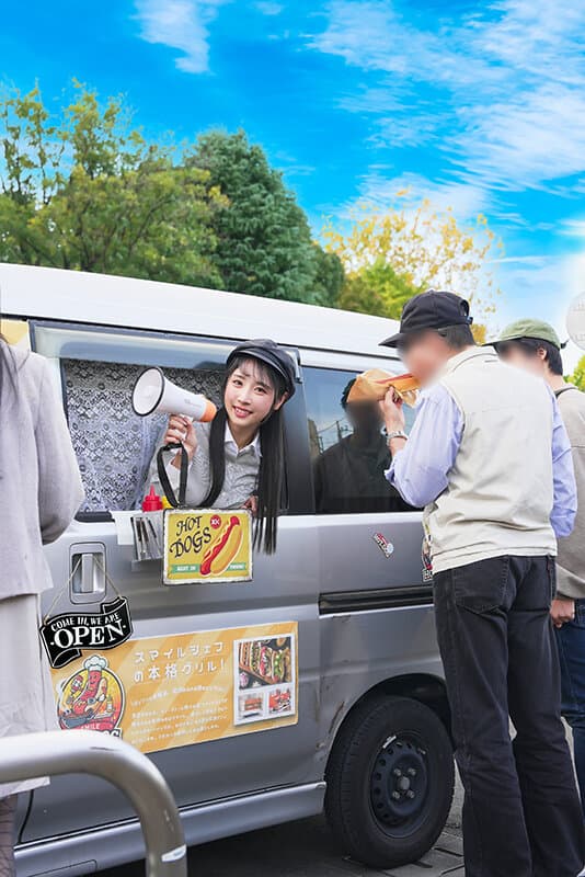 人気AV女優が挑戦！イカサレ屋台の中で潮吹きながらホットドッグ売ってください！小野坂ゆいか望月つぼみ