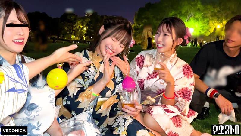 浴衣美女たちをナンパで納涼祭！盛り上がって疲れ切ったカラダに男達が群がって集団SEX！？【るる/ゆい/あかり/ひなこ】Ver.るる＆ゆい